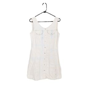 Early 2000s Grunge Button Down Denim Mini Jumper Dress